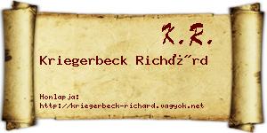 Kriegerbeck Richárd névjegykártya